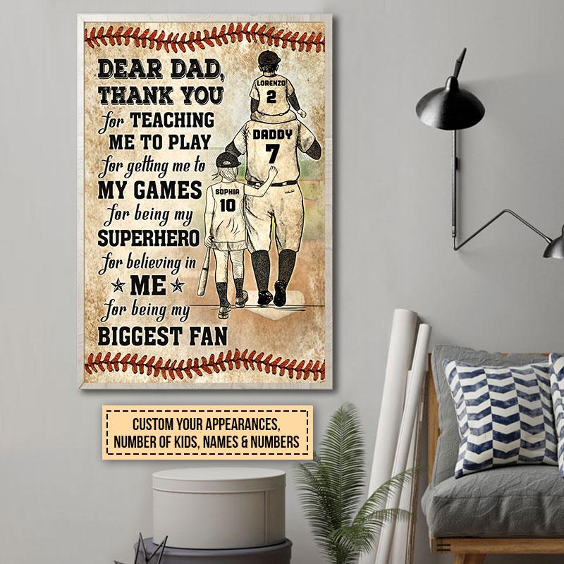 Personalized Baseball Dad And 2 kids Thank You Portrait Canvas Gift For Dad Father's Day Gift Birthday Gift Home Decor Wall Art Visual Art 1625890770168.jpg?v=1642735098