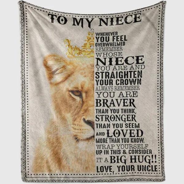 Gift For Niece Blanket, To My Niece Lion From Uncle You Are Loved More Than You Know 1627869093684.jpg