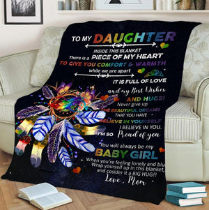 Gift For Daughter Blanket, To My Daughter Dream Catcher Inside This Blanket There Is A Piece Of My Heart - Love From Mom 1629192062685.jpg
