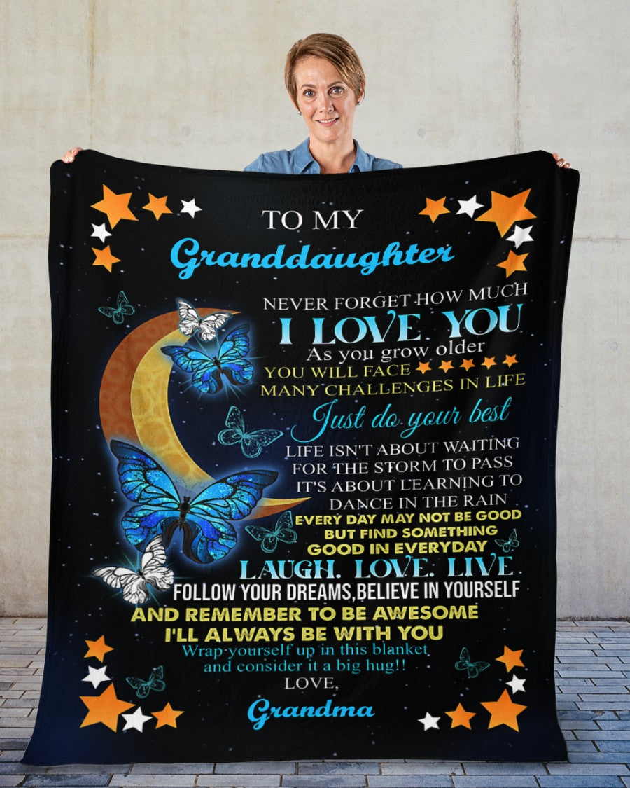 To My Granddaughter I'll Always Be With You Butterfly Moon Fleece Blanket Gift From Grandma Home Decor Bedding Couch Sofa Soft and Comfy Cozy 1631180254862.jpg