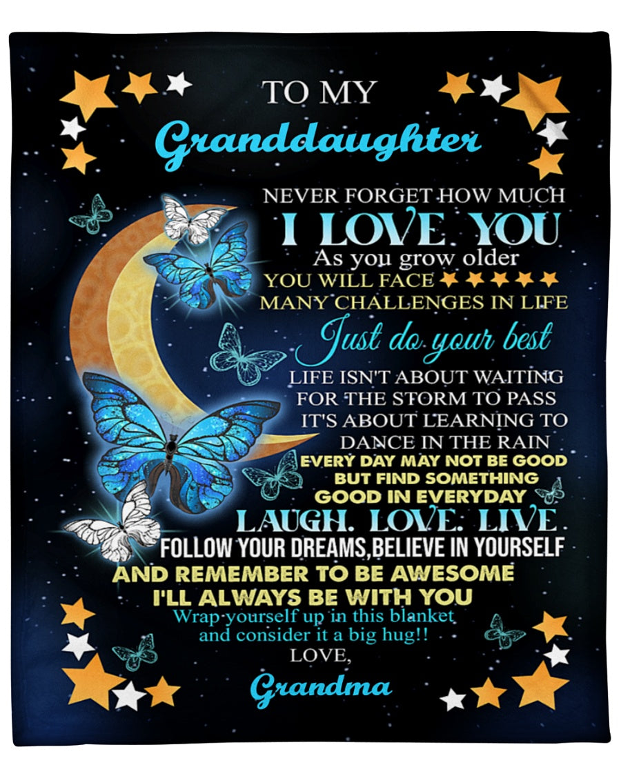To My Granddaughter I'll Always Be With You Butterfly Moon Fleece Blanket Gift From Grandma Home Decor Bedding Couch Sofa Soft and Comfy Cozy 1631180254987.jpg