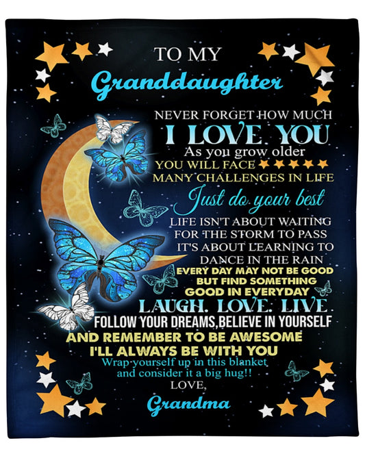 To My Granddaughter I'll Always Be With You Butterfly Moon Fleece Blanket Gift From Grandma Home Decor Bedding Couch Sofa Soft and Comfy Cozy 1631180254987.jpg