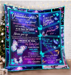 To My Granddaughter Butterfly Hugging You Blanket Gift From Grandma Birthday Gift Home Decor Bedding Couch Sofa Soft and Comfy Cozy 1631593505211.png