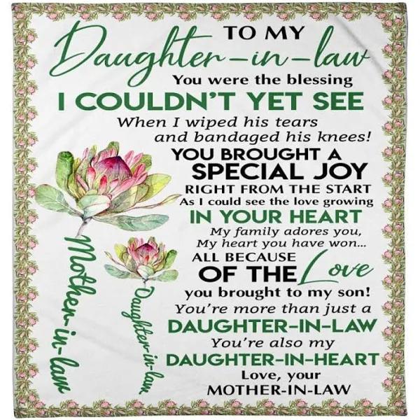 Gift For Daughter In Law Blanket, From Mom To My Daughter in Law You Were The Blessing Gifts Blanket 1632890604344.jpg