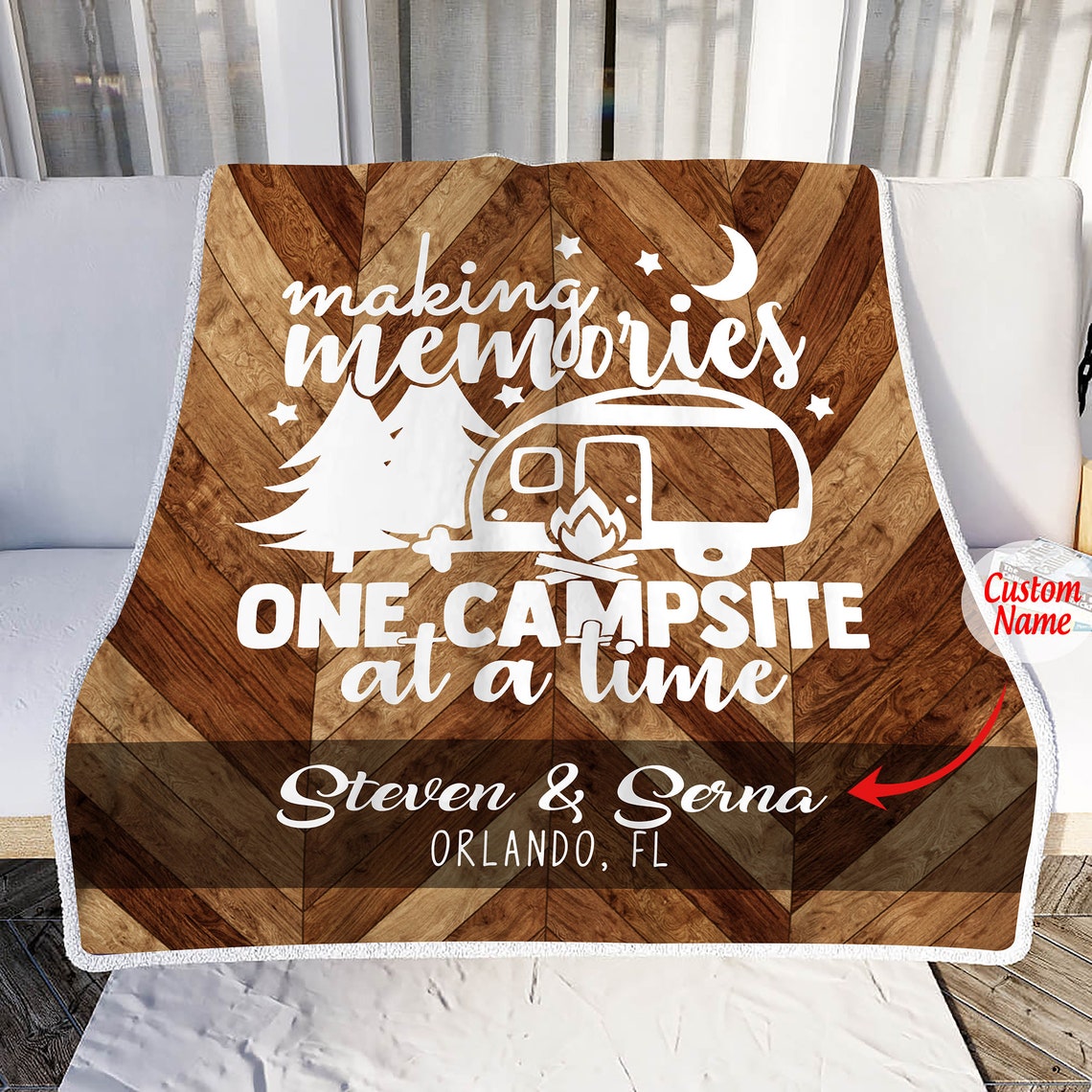 Personalized Happy Campers Camping Blanket, Happy Camper Throw, Motorhome Blanket Gift For Friend Family Home Decor Bedding Couch Sofa Soft and Comfy 1636771993736.jpg?v=1663389700