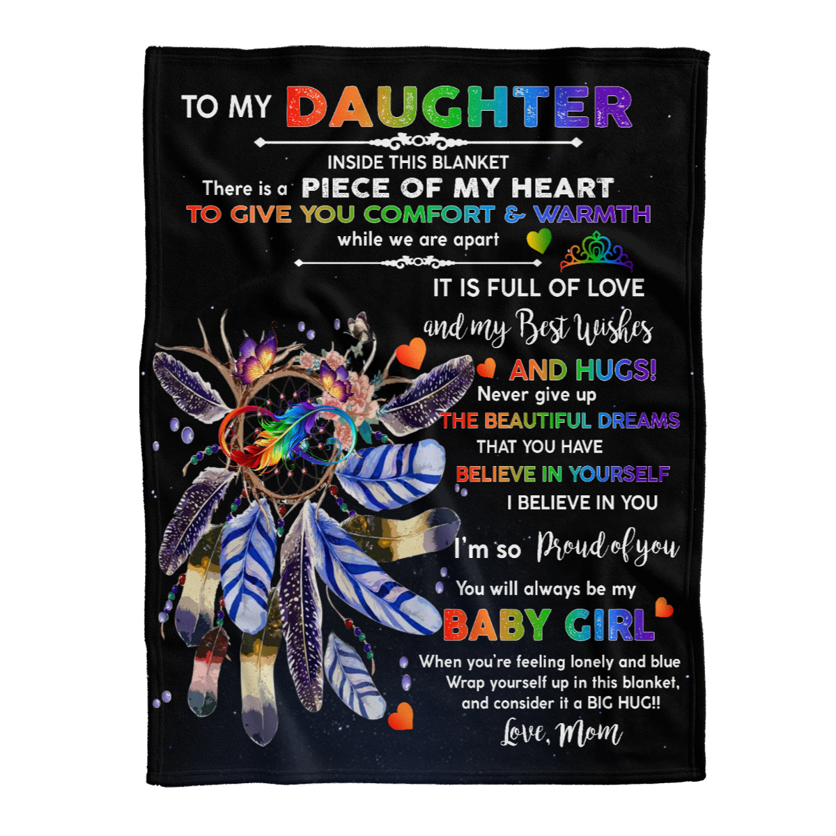 Gift For Daughter Blanket, To My Daughter Dream Catcher Inside This Blanket There Is A Piece Of My Heart - Love From Mom 1638420758648.png
