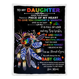 Gift For Daughter Blanket, To My Daughter Dream Catcher Inside This Blanket There Is A Piece Of My Heart - Love From Mom 1638420768145.png