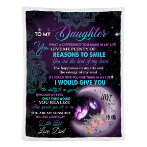 Gift For Daughter Blanket, To Daughter Butterfly Beat Of My Heart Fleece Blanket 1638778382961.png