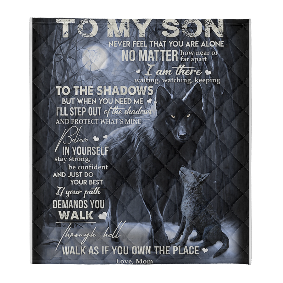 Gift For Son Blanket, From Mom To My Son Never Feel That You Are Alone Fleece Blanket 1641377423149.png