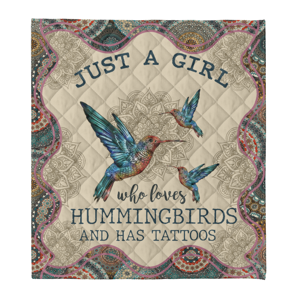 Hummingbird Blanket, Just A Girl Who Loves Hummingbirds And Has Tattoos Mandala Blanket 1641455554695.png