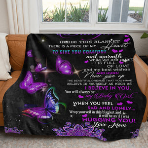 Gift For Daughter Blanket, From Mom To My Daughter Inside This Blanket Butterfly Purple Mandala 1643105861681.jpg