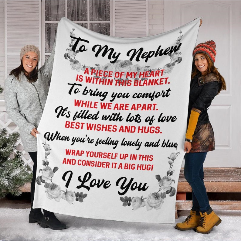 To my Nephew A Piece Of My Heart Is Within This Blanket Gift For Nephew Birthday Gift Home Decor Bedding Couch Sofa Soft And Comfy Cozy 1649385327581.jpg