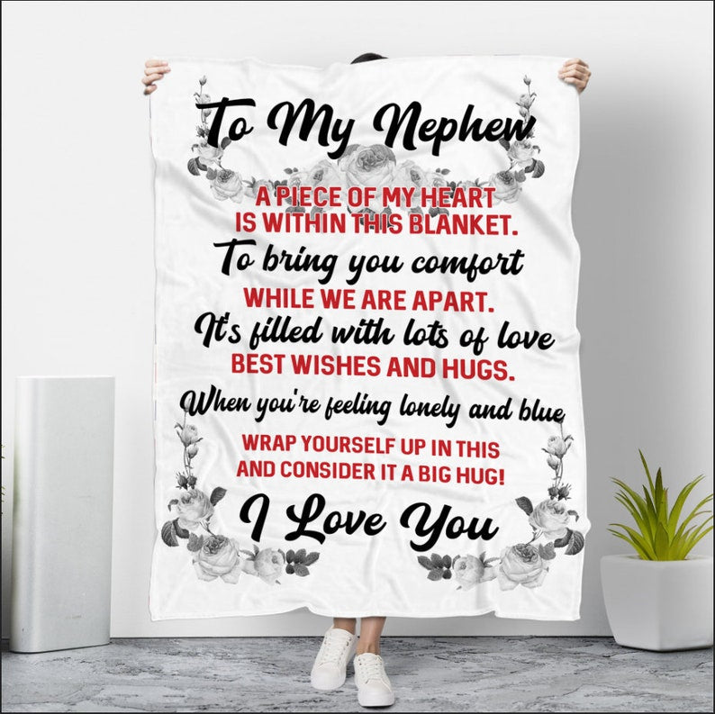 To my Nephew A Piece Of My Heart Is Within This Blanket Gift For Nephew Birthday Gift Home Decor Bedding Couch Sofa Soft And Comfy Cozy 1649385327585.jpg