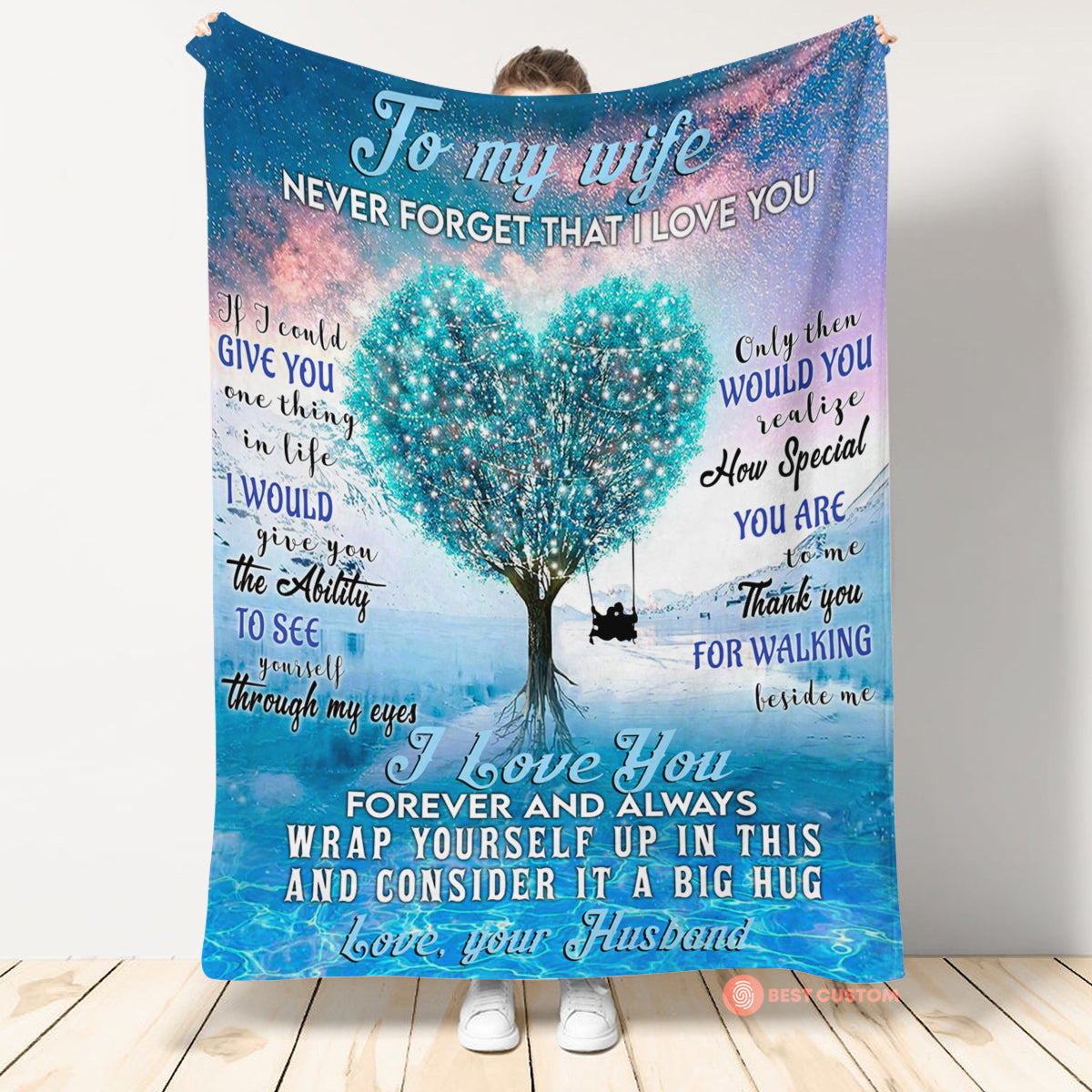 Gift For Wife Blanket, to My Wife Never Forget That I Love You Valentine Blanket Gift for Wife From Husband Birthday Gift Home Decor Bedding Couch Sofa Soft and Comfy Cozy 1661846646397.jpg