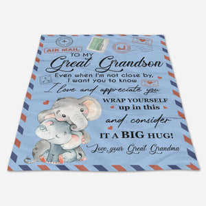 Gift From Grandma Blanket, Elephant Air Mail To My Great Grandson I Love And Appreciate You 1663562426311.jpg