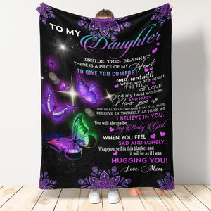 Gift For Daughter Blanket, From Mom To My Daughter Inside This Blanket Butterfly Purple Mandala 1663562652402.jpg