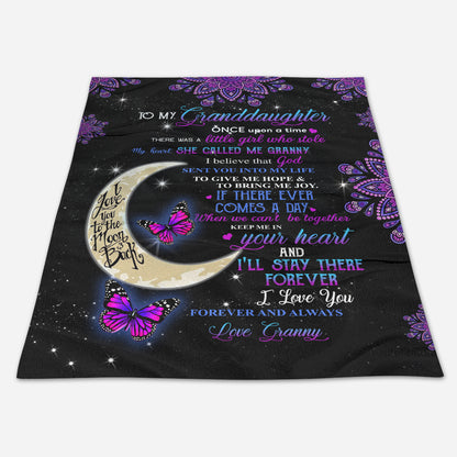 Gift For Granddaughter Blanket, To My Granddaughter I Love You Forever And Always Butterfly And Moon - Love From Grandma 1664437757896.jpg