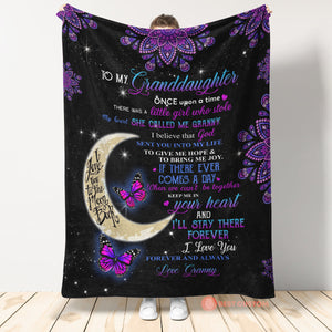 Gift For Granddaughter Blanket, To My Granddaughter I Love You Forever And Always Butterfly And Moon - Love From Grandma 1664437758094.jpg