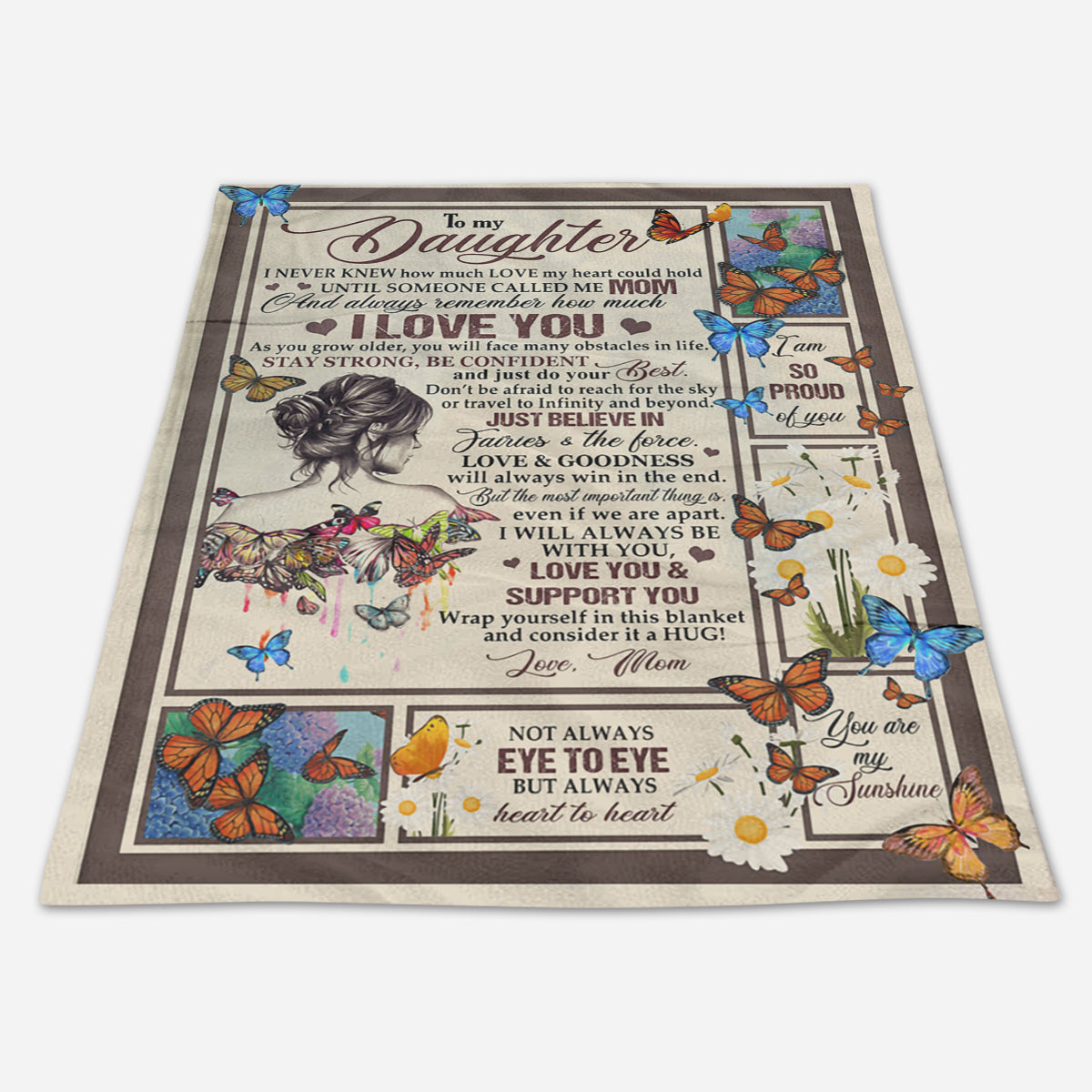 Gift For Daughter Blanket, Butterfly To My Daughter You Are My Sunshine - Love From Mom 1664438622745.jpg
