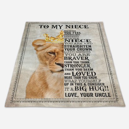 Gift For Niece Blanket, To My Niece Lion From Uncle You Are Loved More Than You Know 1664528724754.jpg