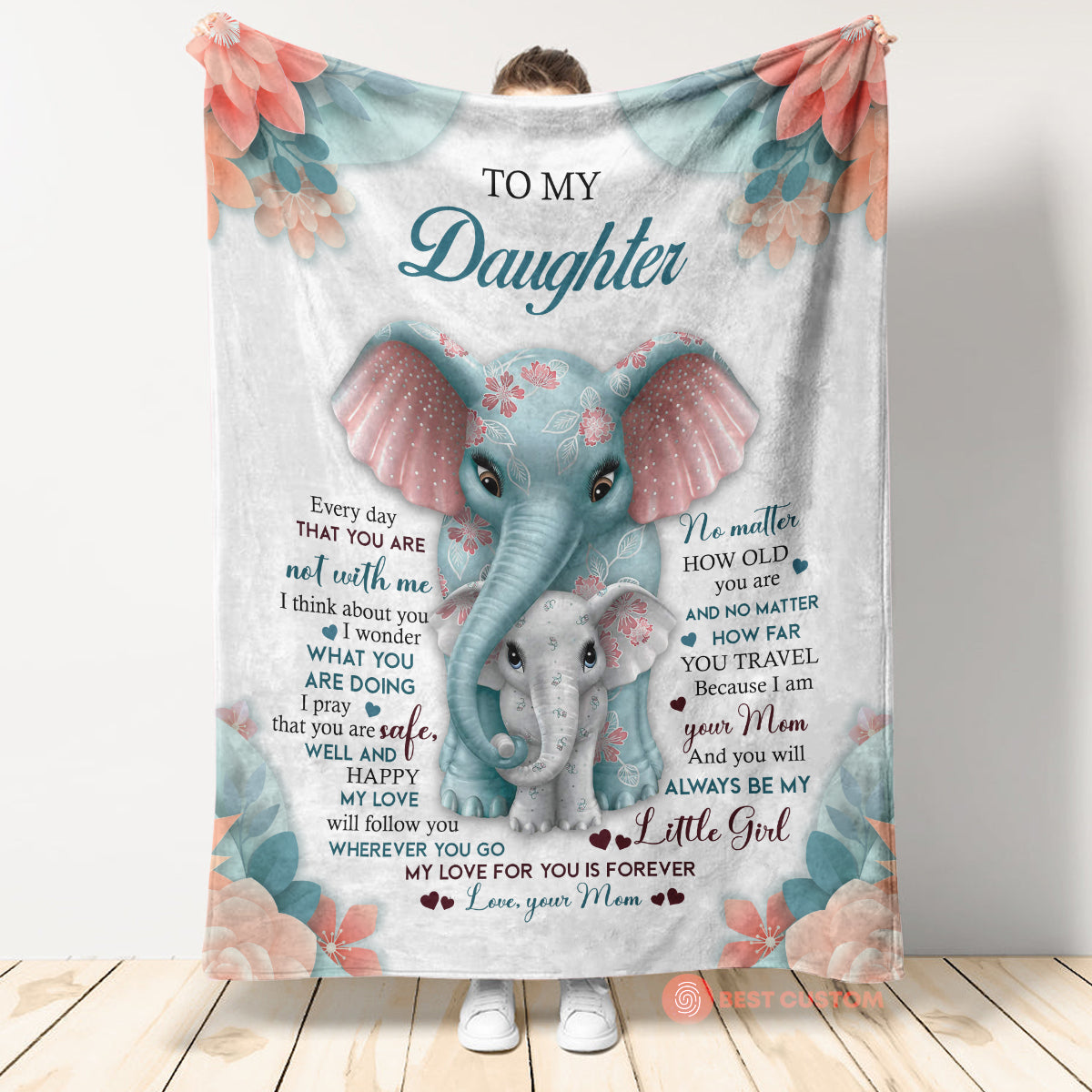 Gift For Daughter Blanket, To My Daughter My Love For You Is Forever Elephant - Love From Mom 1664530796845.jpg