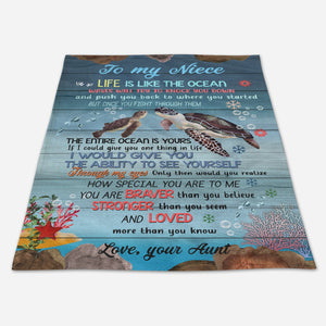 Gift For Niece Blanket, To My Niece Life Is Like The Ocean Sea Turtle - Love From Aunt 1664530940150.jpg