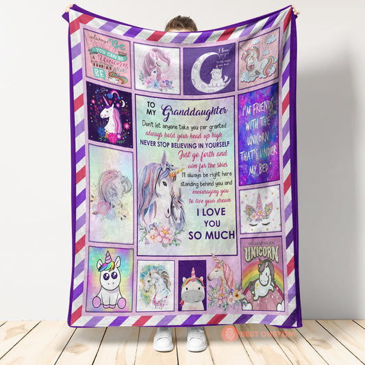 Gift For Granddaughter Blanket,  Grandma Grandpa To My Granddaughter Unicorn I Love You So Much 1665113707491.jpg