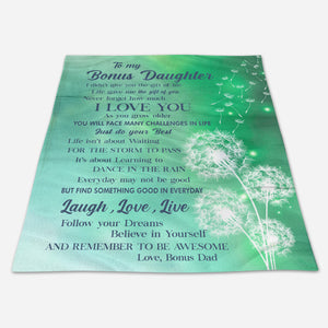 Gift For Bonus Daughter Blanket, To My Bonus Daughter I Love You Dandelion, Love From Nonus Dad 1665113833538.jpg