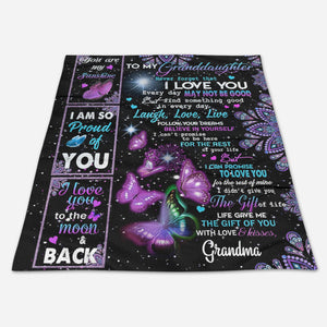 Gift For Granddaughter Blanket, Grandma To Granddaughter Butterfly Believe In Fleece Blanket 1665116268380.jpg