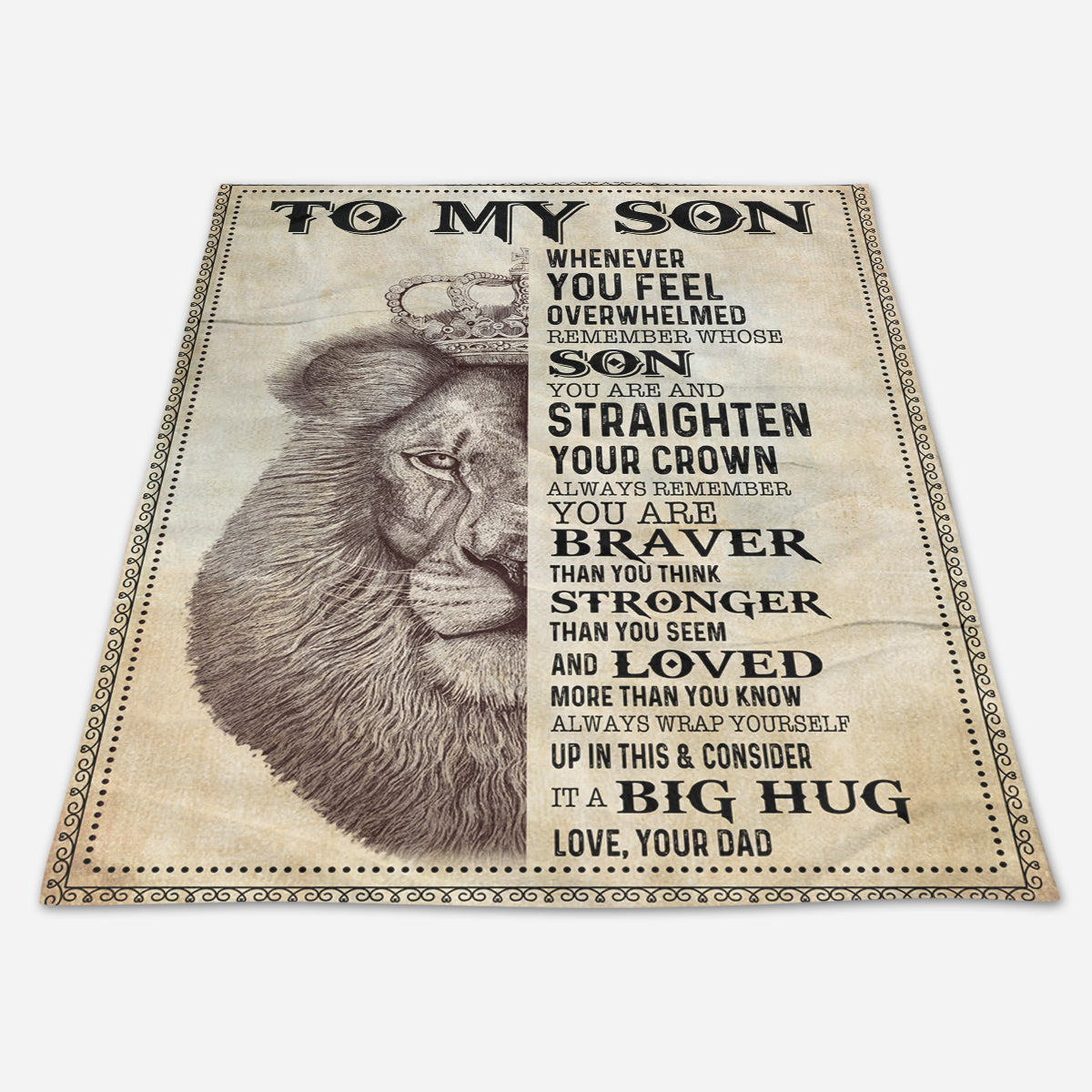 Gift For Son Blanket, Son Lion Remember Straighten Your Crown Dad To Son 1665116669741.jpg