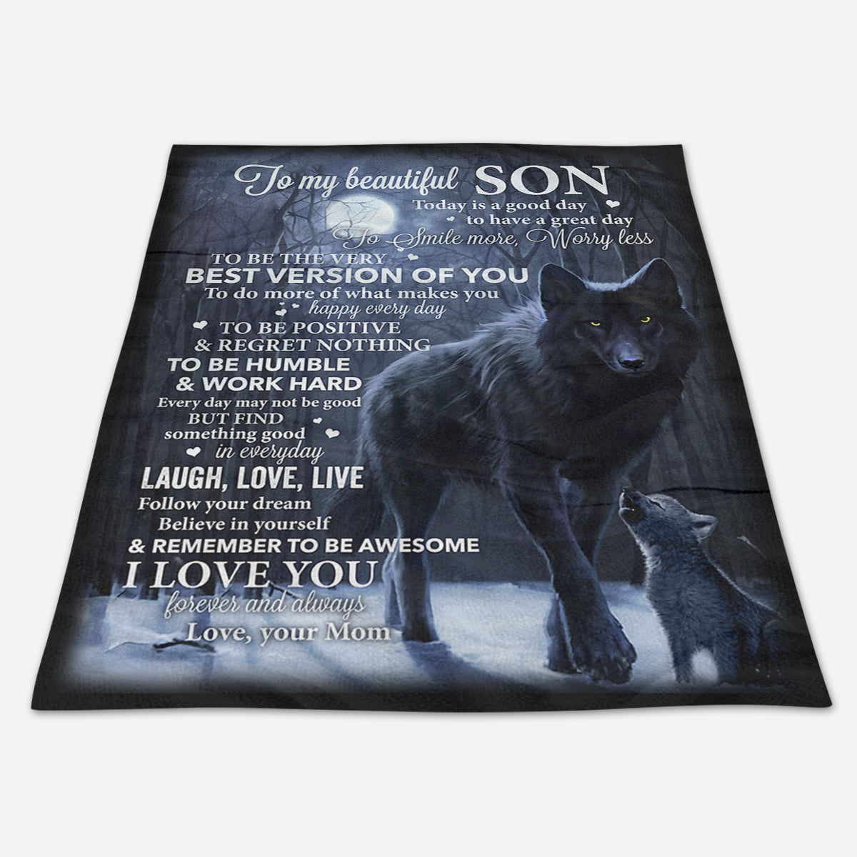 Gift For Son Blanket, Mom To My Beautiful Son Today Is A Good Day To Have Great Day Wolf 1665116746082.jpg