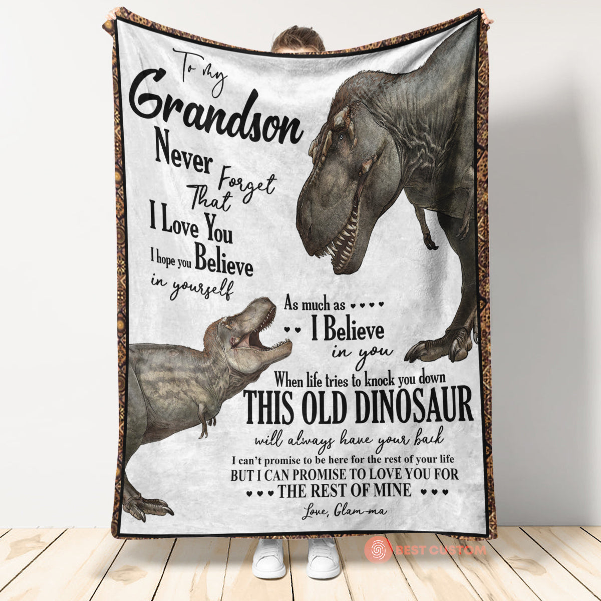 Gift For Grandson Blanket, To My Grandson Dinosaur Always Have Your Back 1665135610721.jpg
