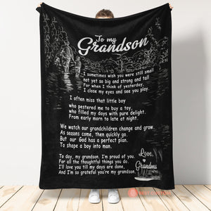 Gift For Grandson Blanket, To My Grandson I Sometimes Wish You Were Still Small 1665563441999.jpg