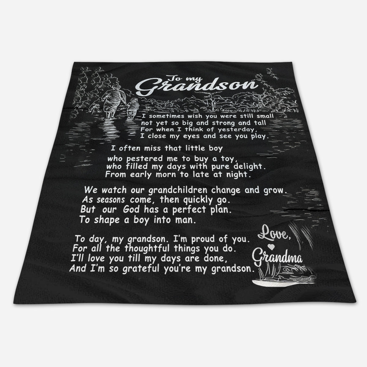 Gift For Grandson Blanket, To My Grandson I Sometimes Wish You Were Still Small 1665563442103.jpg