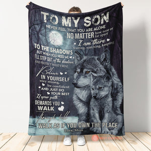 Gift For Son Blanket, Wolf To My Son Never Feel That You Are Alone - Love From Mom 1666583440334.jpg