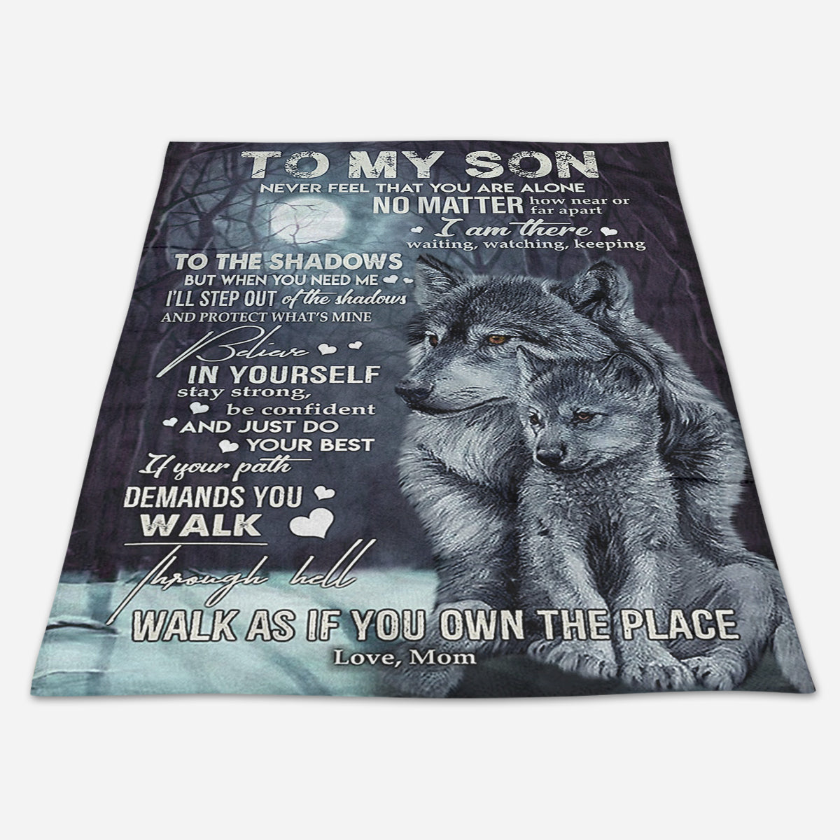 Gift For Son Blanket, Wolf To My Son Never Feel That You Are Alone - Love From Mom 1666583440437.jpg