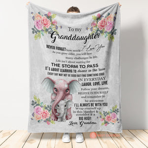 Gift For Granddaughter Blanket, To My Granddaughter Never Forget That I Love You Elephant Rose Blanket 1666585310869.jpg