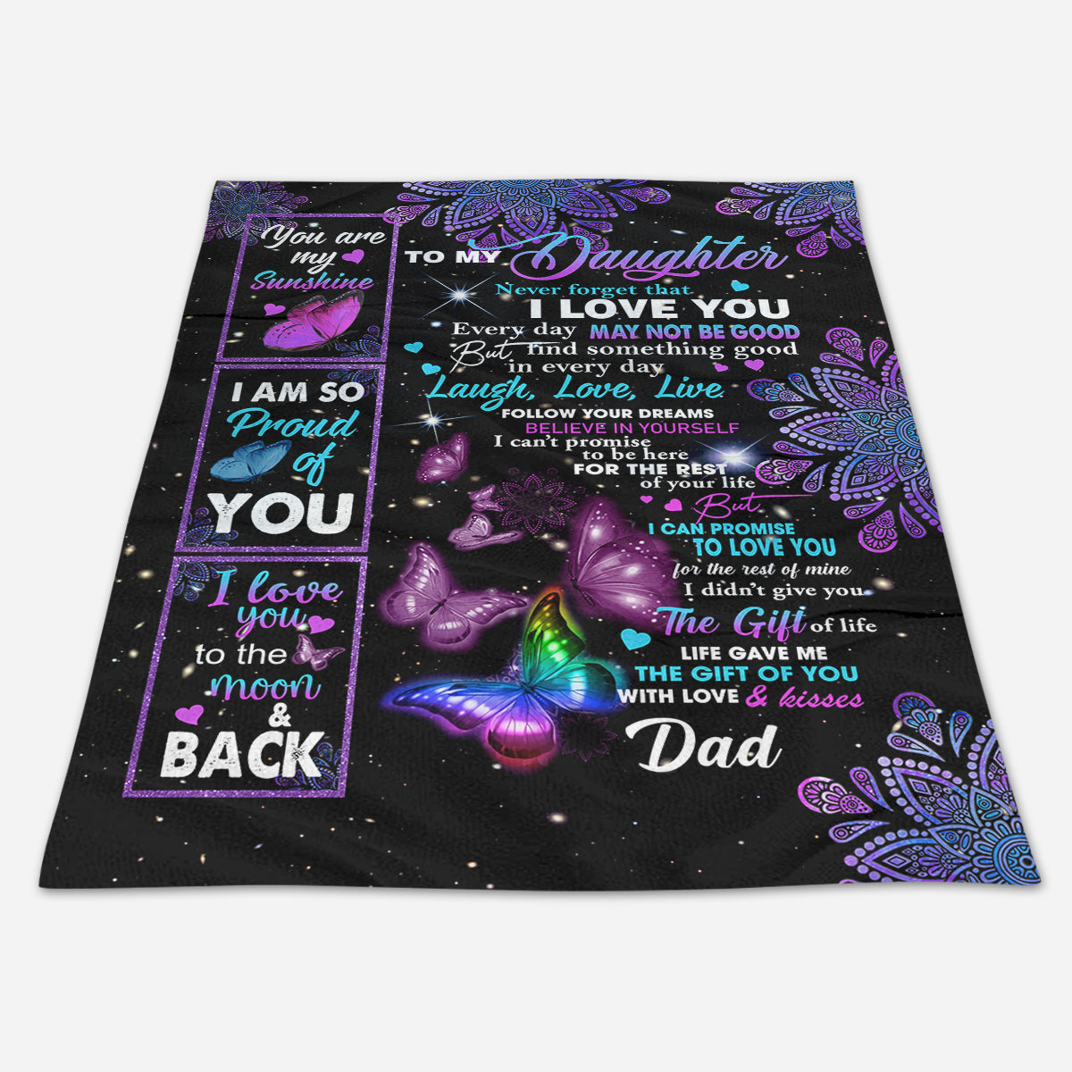 Gift For Daughter Blanket, To Daughter Butterfly Believe In Yourself Fleece Blanket 1666593372808.jpg