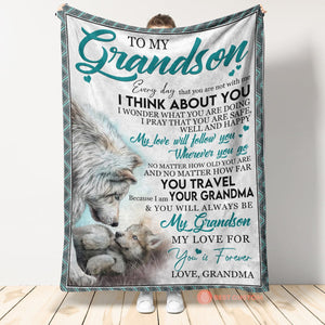 To My Grandson Blanket, Wolf Grandson Blanket, For Grandson  1666837273368.jpg