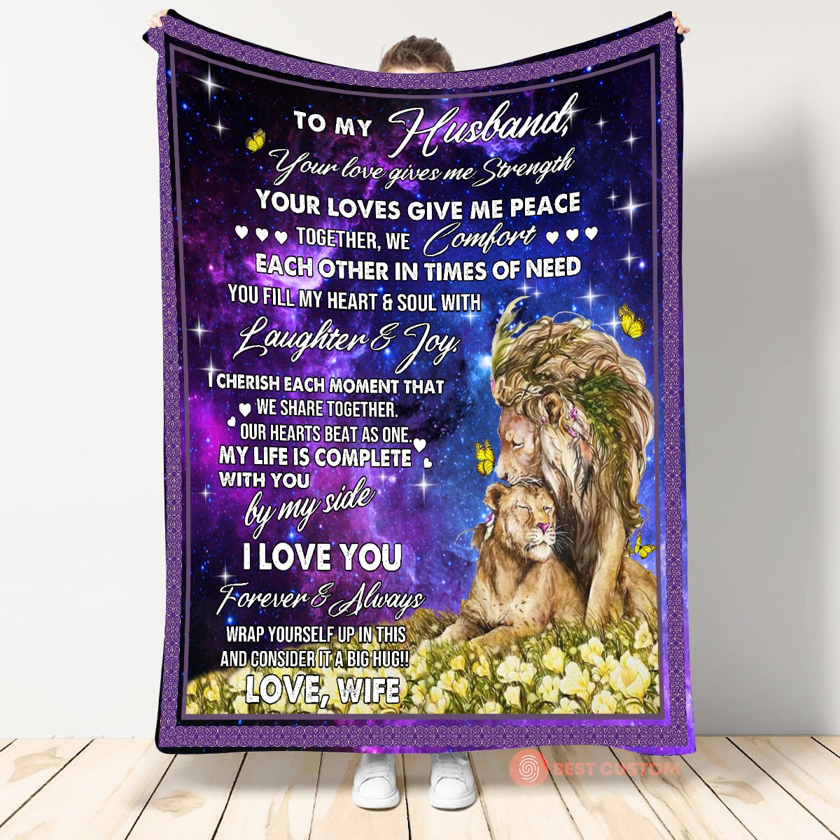 Best Valentine Gift For Husband Blanket, To My Husband Lion Give Me Peace Fleece Blanket 1671702566684.jpg