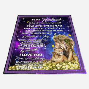 Best Valentine Gift For Husband Blanket, To My Husband Lion Give Me Peace Fleece Blanket 1671702566709.jpg
