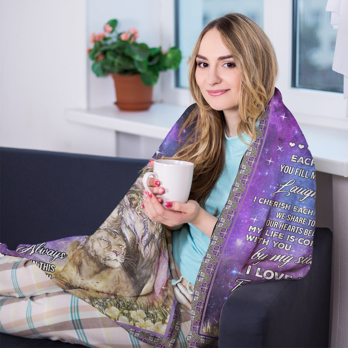 Best Valentine Gift For Husband Blanket, To My Husband Lion Give Me Peace Fleece Blanket 1673604599857.jpg