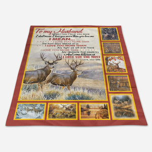 Best Valentine Gift For Husband, My Husband Deer Couple I Love You More Than The Bad Days Gift From Wife Fleece Blanket - Quilt Blanket 1673667038359.jpg