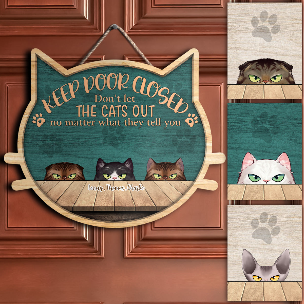 10 Round Wooden Sign: Vintage Scaredy Cats Welcome [AP7301