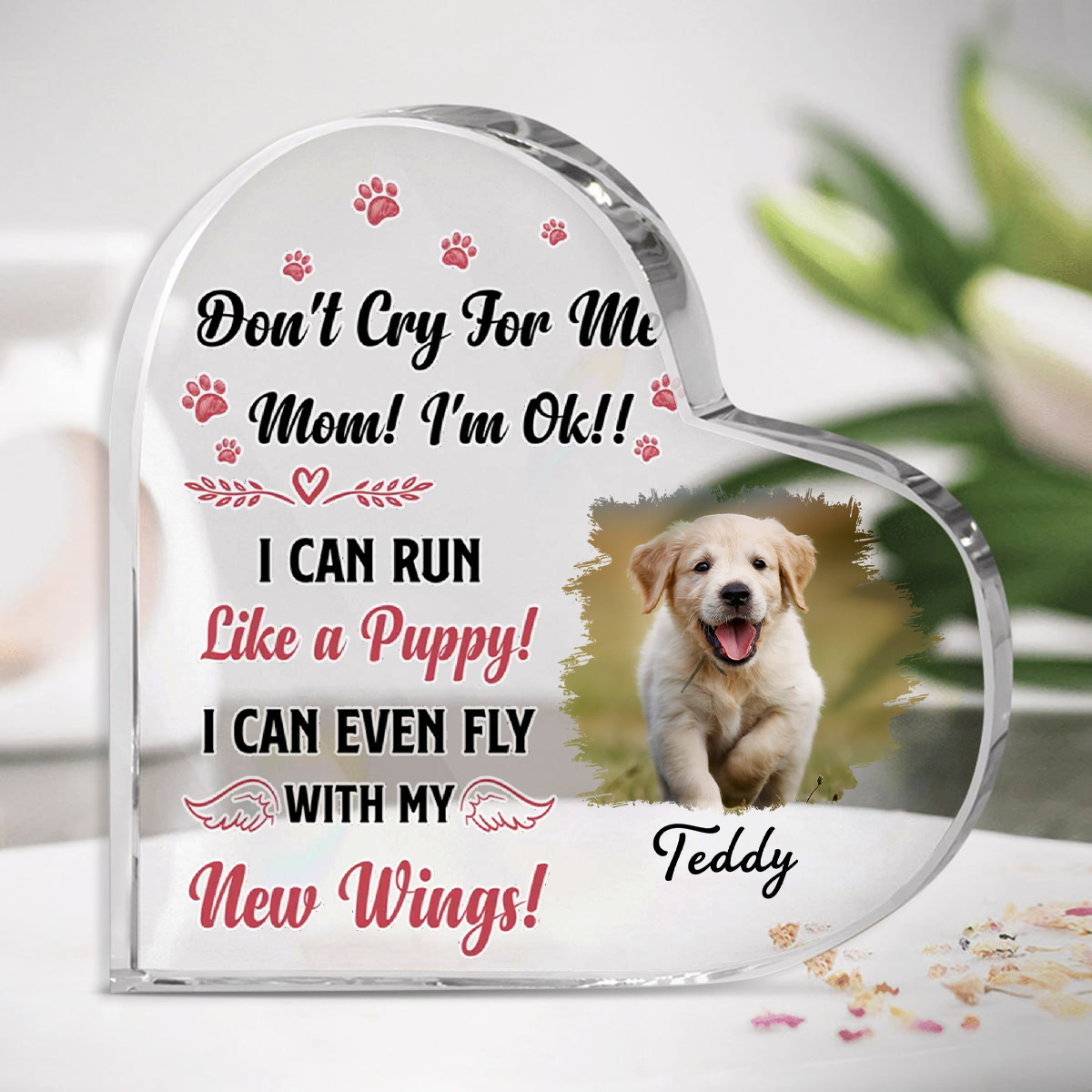 Memorial For Dog Acrylic Plaque - Don'T Cry For Me Mom - In Memory Dog Gifts