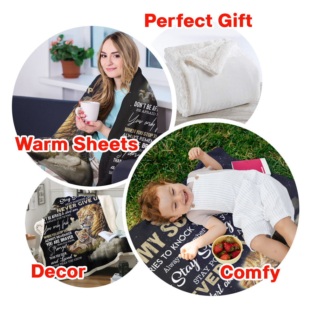 To My Son Blanket from Dad,Stay Strong Lion Blanket Cozy Premium Fleece Blanket,Weighted Blanket,Baby Blanket,Birthday Gift,Christmas Gift