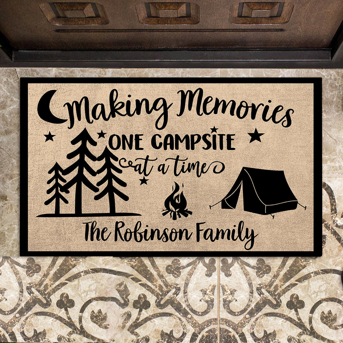 Making Memories One Campsite At A Time Personalized Doormat Camping
