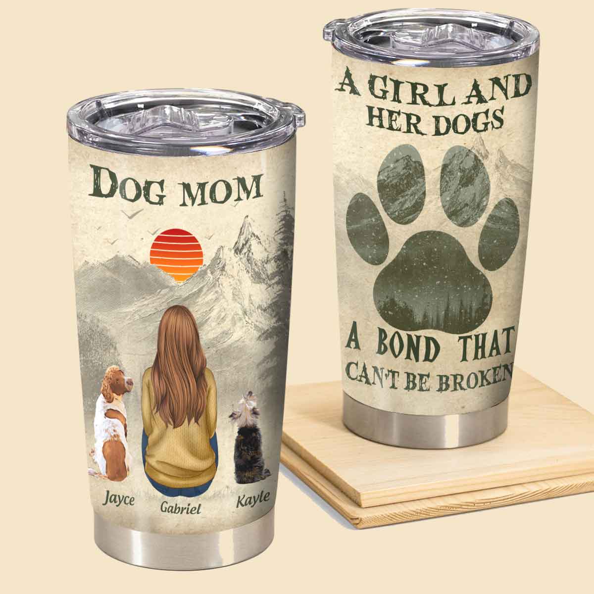 Dog Mom And Her Baby - Personalized Tumbler - Birthday Mother's Day Gifts For Dog Mom, Cat Mom Tumbler - Dog Mom