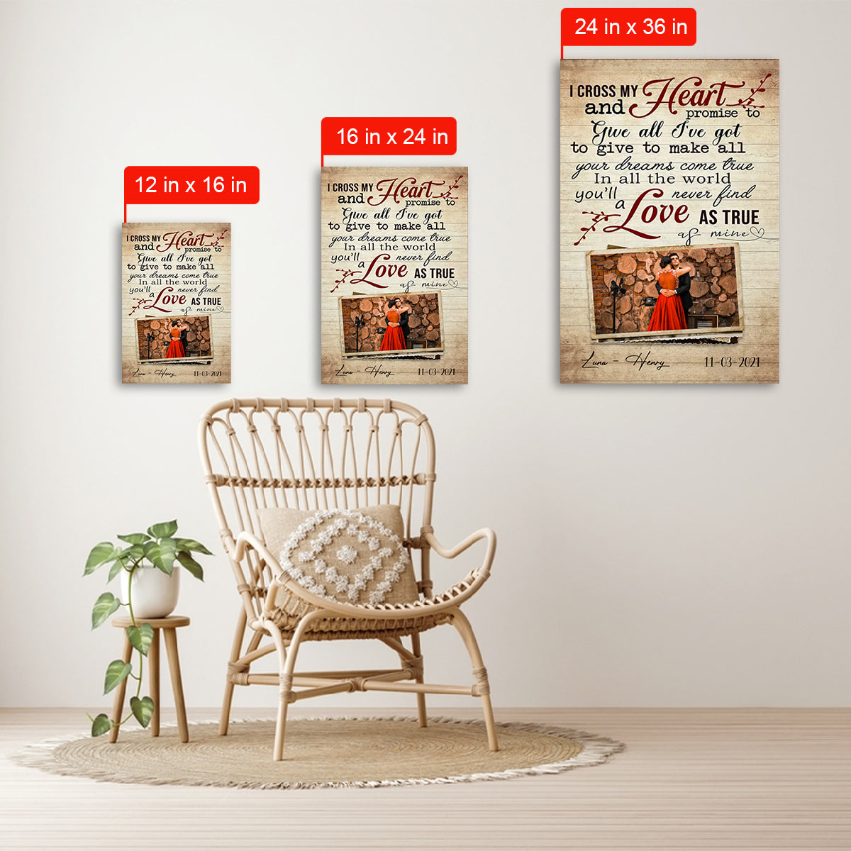 I Cross My Heart - Personalized Canvas - Gift For Couple