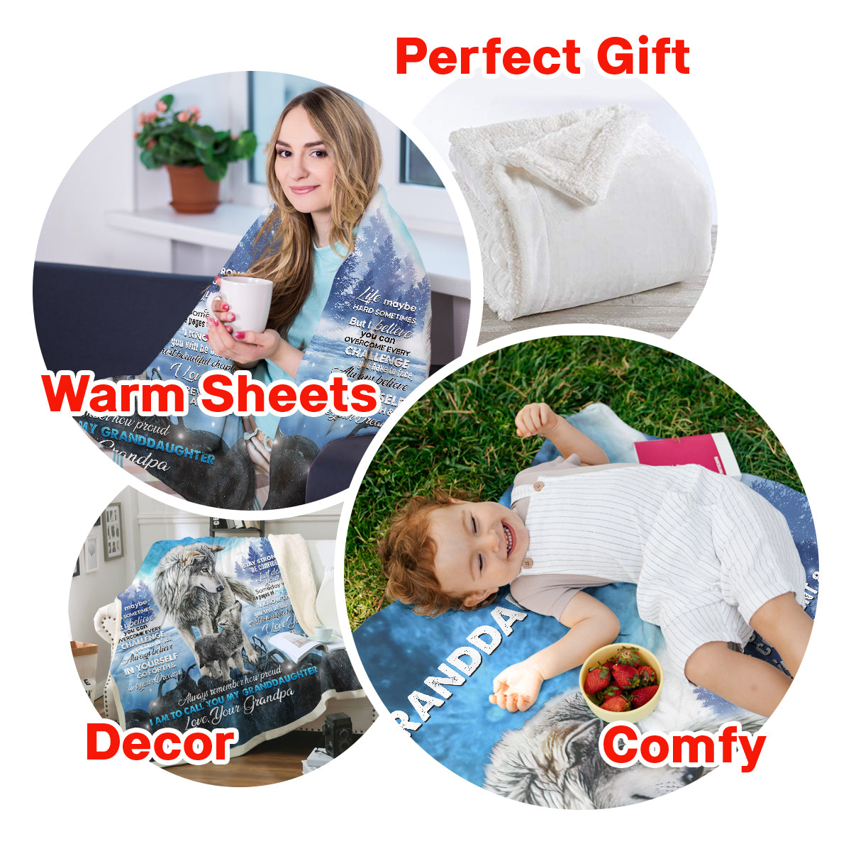 Wolf To My Granddaughter Life Maybe Hard Sometimes Blanket Gift For Granddaughter From Grandpa Home Decor Bedding Couch Sofa Soft And Comfy Cozy